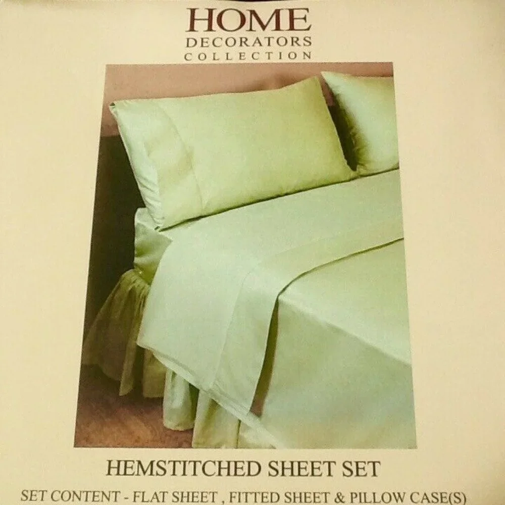 new COTTAGE HILL GREEN Home Decorators 600 TC 100% Cotton QUEEN Sheet Set NOS